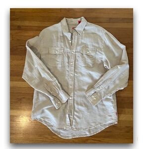 IZOD Island Linen Blend Button Down Shirt • M